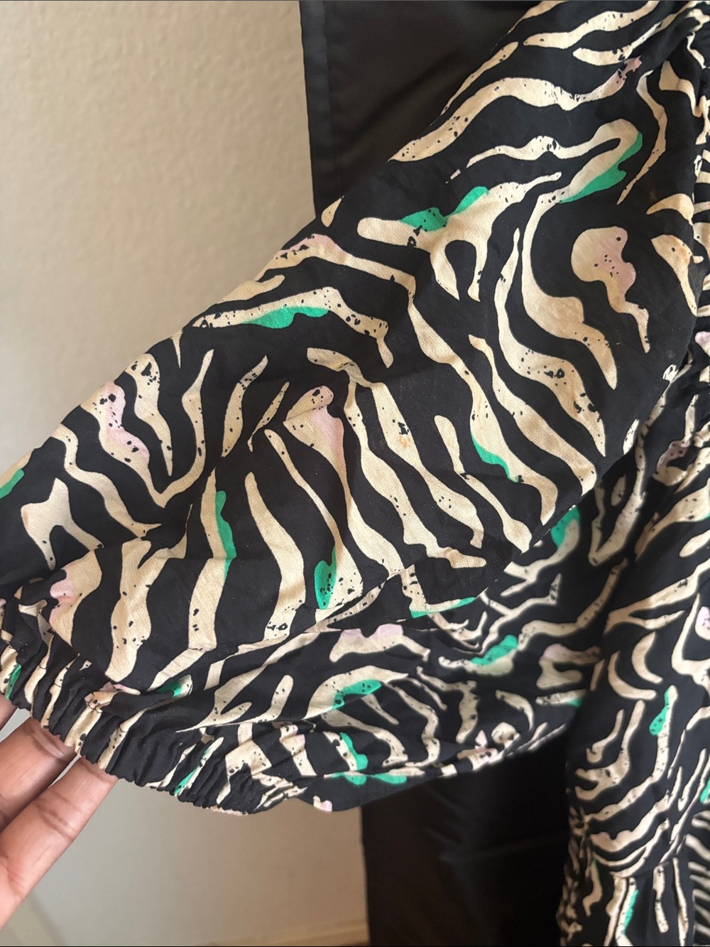 Nine West Black Zebra-Print Dress with Cream and Teal Accents - Picture 2 of 4